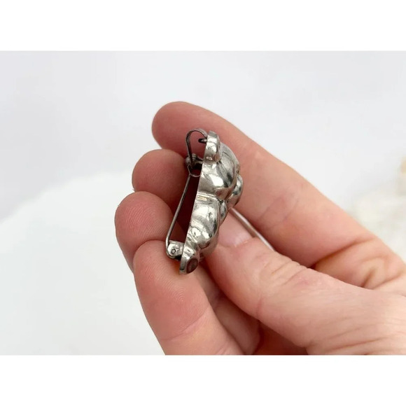 Sterling Silver Teddy Bear | Stuffed Animal Shaped Vintage Brooch | Pendant - Picture 7 of 10